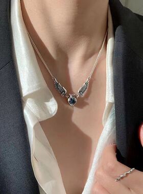 Vinage Gohic Hear Crown Angel Wings Pendan Necklace Women's