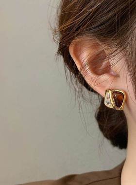 2023 rendy Vintage Contrast Geometric Square Earring Women C