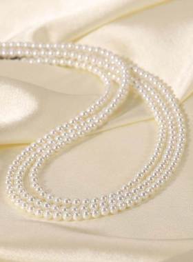 Pearl Necklace Men Simple Handmade Strand Bead Necklace 2023