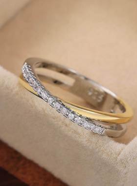 Huitan Classic Simple X Shape Cross Women Ring Luxury CZ Sto