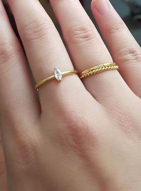 Chic Twisted Rope Slim Ring for Women, Stainless Steel Metal