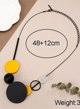Handmade Natural Black Wooden Round Slice Pendant Necklace f