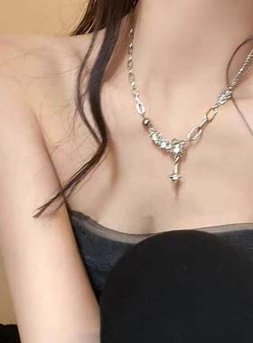 Crystal Opal Pendant Liquid Metal Necklace for Women Clavicl