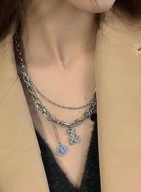Korean Stainless Steel Choker Layered Necklace Women Punk re