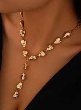Vinage Irregular Fla Waer Drople Pendan Necklace for Women P