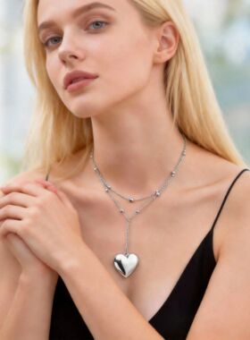Classic Heart Pendant Charm Necklaces For Women Lovers, Stai