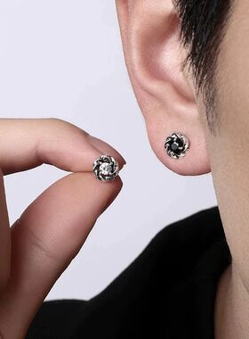 Retro Moebius Ear Stud for Men Trendy Personality Cool Zirco