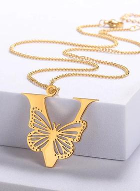 Dainty Big Butterfly Letters Necklaces For Women Girl Jewelr