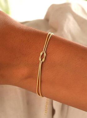 Love Kno Couple Braceles 14K Real Gold Plaed Sainless Seel B