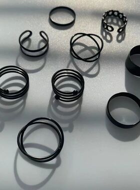 Vinage Black Rings Se For Men and Women Meal Punk Rings Se H