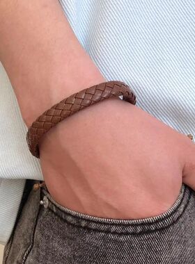 Hip Hop Punk Cross Double-Layer Handmade Woven Leaher Bracel