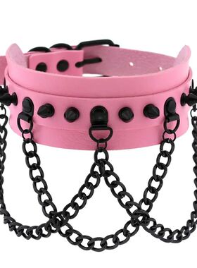 Punk Gohic Harajuku Dark Personaliy Black rives Chain Mulico