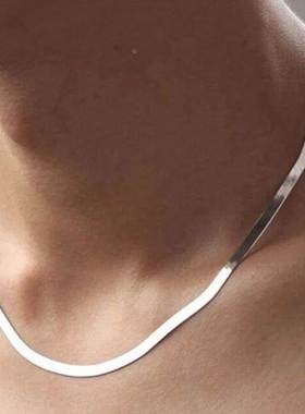 Silver Color 4MM Chain Necklace for Women Luxury Couple Fine