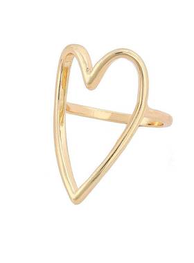Fashion Simple Hollow Heart Gold Color Plated Ring For Women