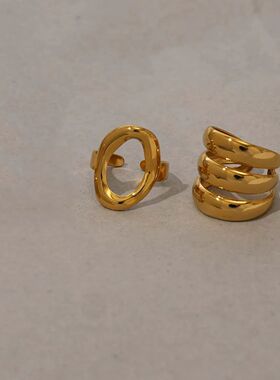 Sainless Seel Circle Hollow Opening Rings for Women Punk Mul