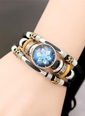 Luminous Genshin Impact Leather Bracelet Eye of God Water Wi