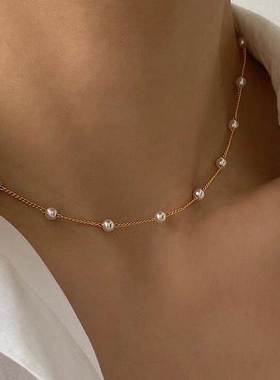 2023 New Korean Fashion Elegant Pearl Choker Necklace Simple