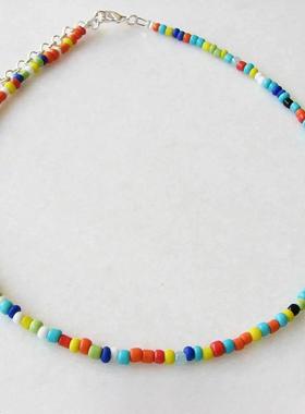 Simple Seed Beads Strand Necklace Women String Beaded Short