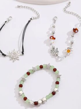 3Pcs/Se Vinage Beaded Sars  Buerfly Braceles for Women ndy E