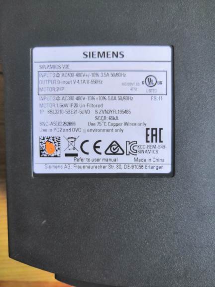 西门子变频器V20系列750W1.5kw2.2kw3kw4kw二手包好提供技术支持 - 图0