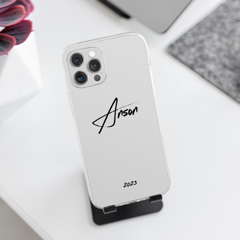 适用于iPhone14promax手机壳定制情侣签名文字透明软壳个性苹果13pro情侣手机套定做7/8plus/11/xr/xs