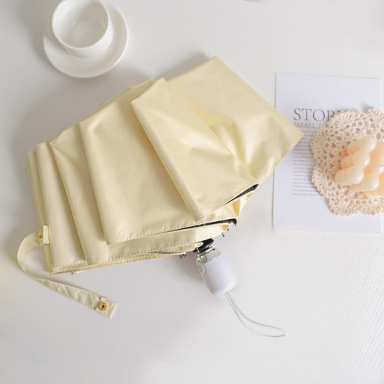 ins风莫兰迪色软糯奶油色自动雨伞晴雨两用防晒折叠遮阳黑胶复古