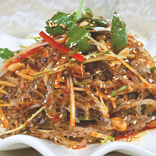 整箱亚洲渔港香辣鱼皮凉拌鱼皮开袋即食冷冻香辣味凉菜150g*50包 - 图0