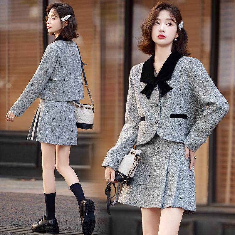 小香风名媛一整套装女2025年春秋新款复古法式名媛上衣百褶半身裙,淘宝优惠券,粉丝福利购,淘宝优惠卷