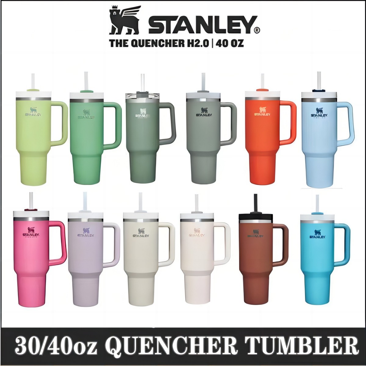 史丹利保温杯stanley30Oz/40Oz吸管杯大容量冰霸杯不锈钢巨无霸杯 - 图0