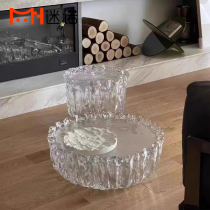 Will-style Light Extravagant Designer Fashion Round Fountain Glass Round Transparent Tea Table Combined-board Creative Edge a few