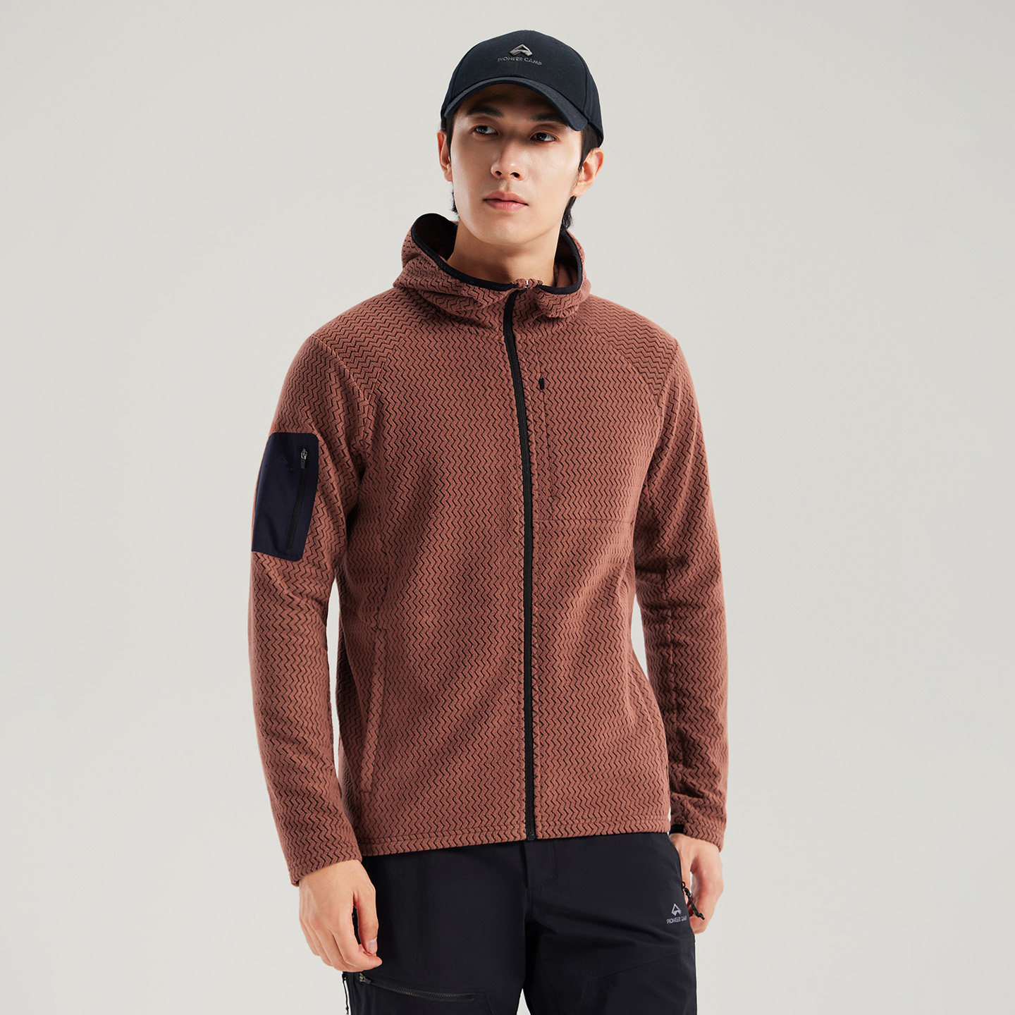 拓路者波浪纹肌理抓绒衣男外套秋冬新款连帽户外徒步保暖开衫长袖,淘宝优惠券,粉丝福利购,淘宝优惠卷