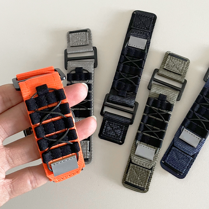 高级工装帆布魔术贴GT2适用华为GT3手表watch4表带3pro尼龙22新款 - 图0