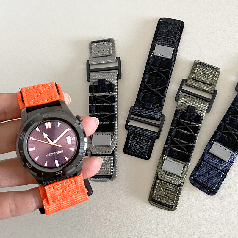 高级工装帆布魔术贴GT2适用华为GT3手表watch4表带3pro尼龙22新款 - 图2