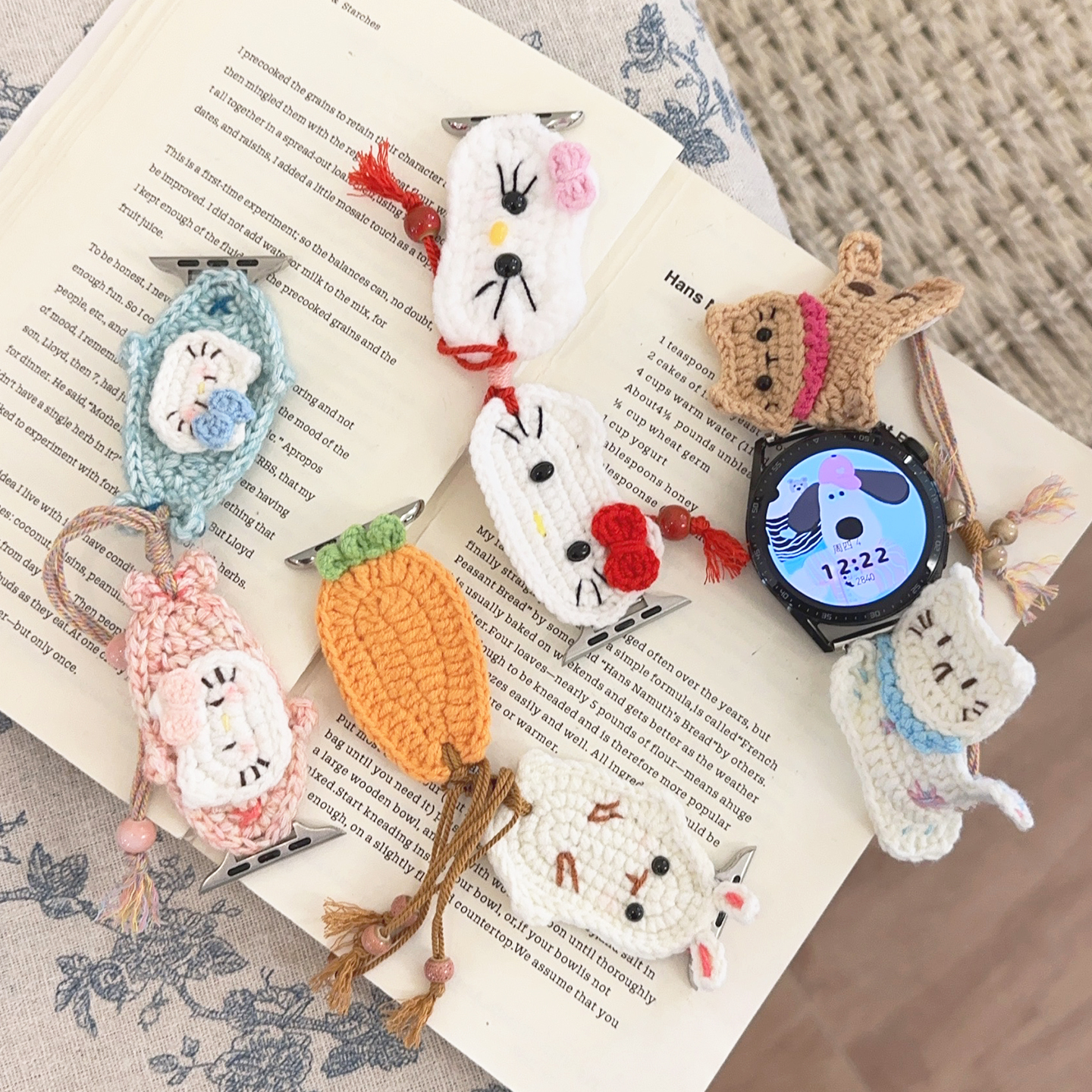 毛线手工猫咪针织GT5适用华为GT6手表watch4pro表带苹果S11高级感 - 图2