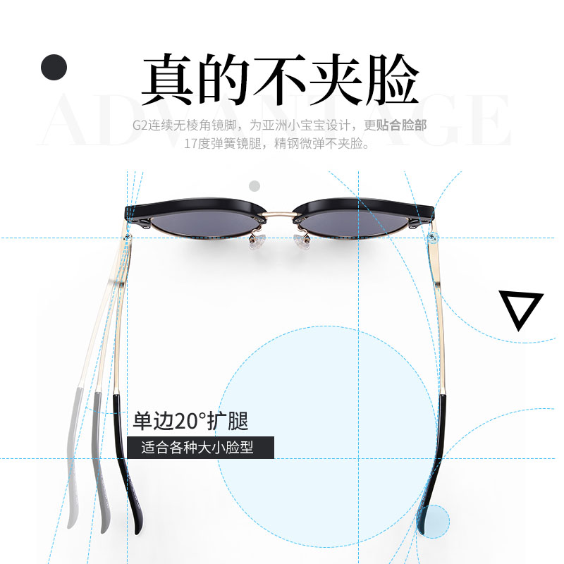 普莱希旗舰店新款圆框儿童偏光太阳眼镜男女童墨镜蛤蟆镜大小童防紫外线复古潮3