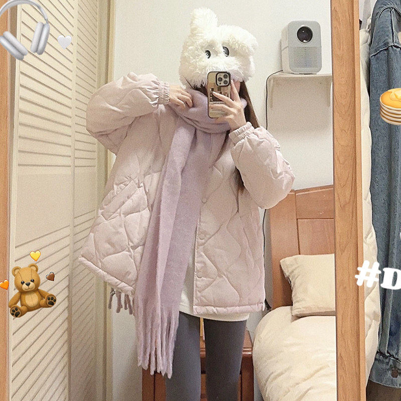 羽绒棉服女冬季2024新款冬装韩系棉袄秋冬铺棉外套菱格小个子棉衣,淘宝优惠券,粉丝福利购,淘宝优惠卷