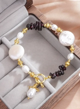 天然巴洛克紫石榴石百搭小众手链设计高级感轻奢手串手饰