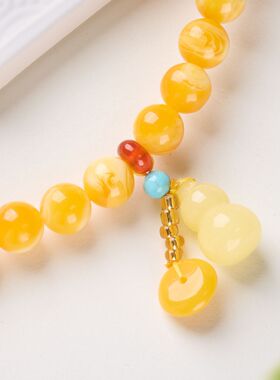 灵隐正品蜜蜡双圈手串女款