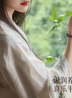 天然黑曜石海蓝宝手串女款手链