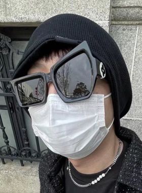 痞幼同款大小眼镜不对称墨镜不规则挑眉眼镜抖音太阳镜一大一小的