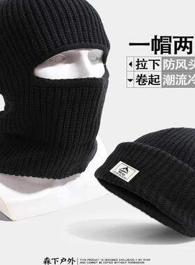 帽子男士头套秋冬复古黑色