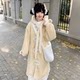 Winter long preppy style horn button coat woolen coat