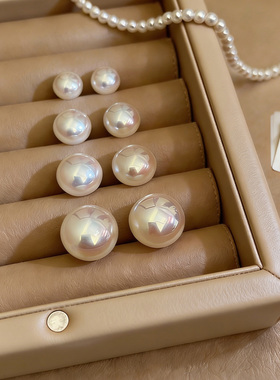纯银针施家珍珠耳钉高级感强光