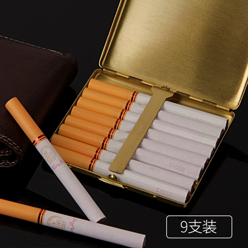 Двухногенная сигаретная коробка 9, наполненная металлической чистой медной, резной ультра -толстой сигаретной коробкой мужская сигаретная зажигание Qingming Shanghetu Подличная дымовая посуда