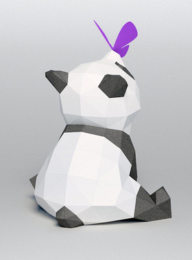 蝴蝶和小熊猫落地可爱卡纸纸艺