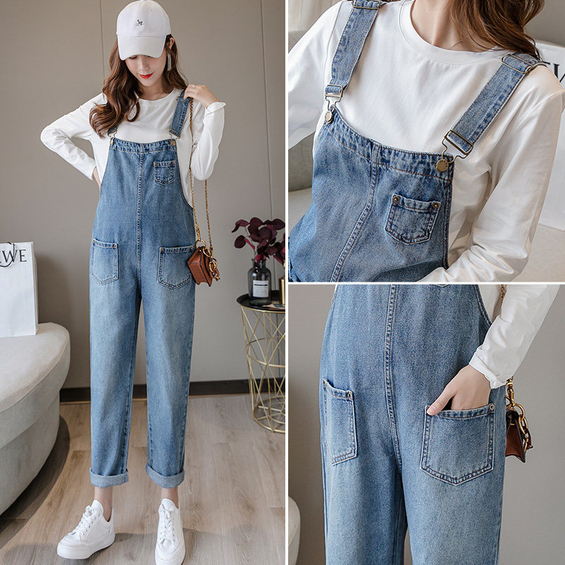 孕妇裤春秋款外穿孕妇背带裤牛仔裤 婴格恩母婴孕妇打底裤