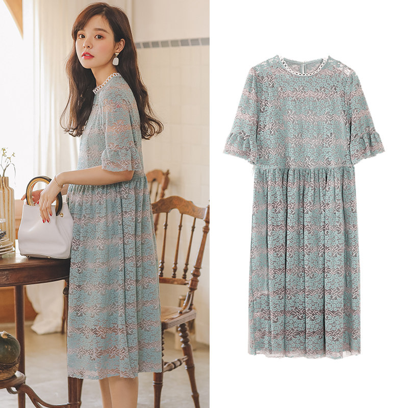 孕妇夏天潮妈夏两件套长款连衣裙 婴格恩母婴连衣裙