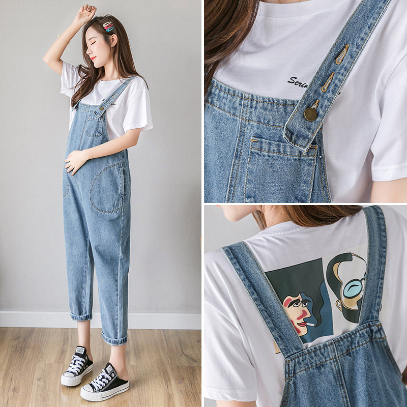 孕妇裤春秋款外穿孕妇背带裤牛仔裤 婴格恩母婴孕妇打底裤