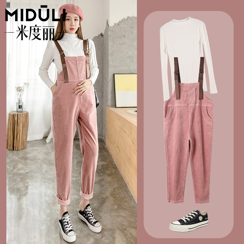 外穿孕妇背带裤套装时尚孕妇裤子 婴格恩母婴孕妇打底裤