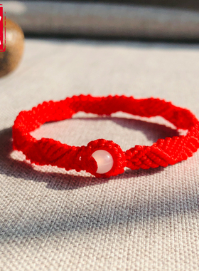 杭州灵隐手工编织结缘红绳斜卷结